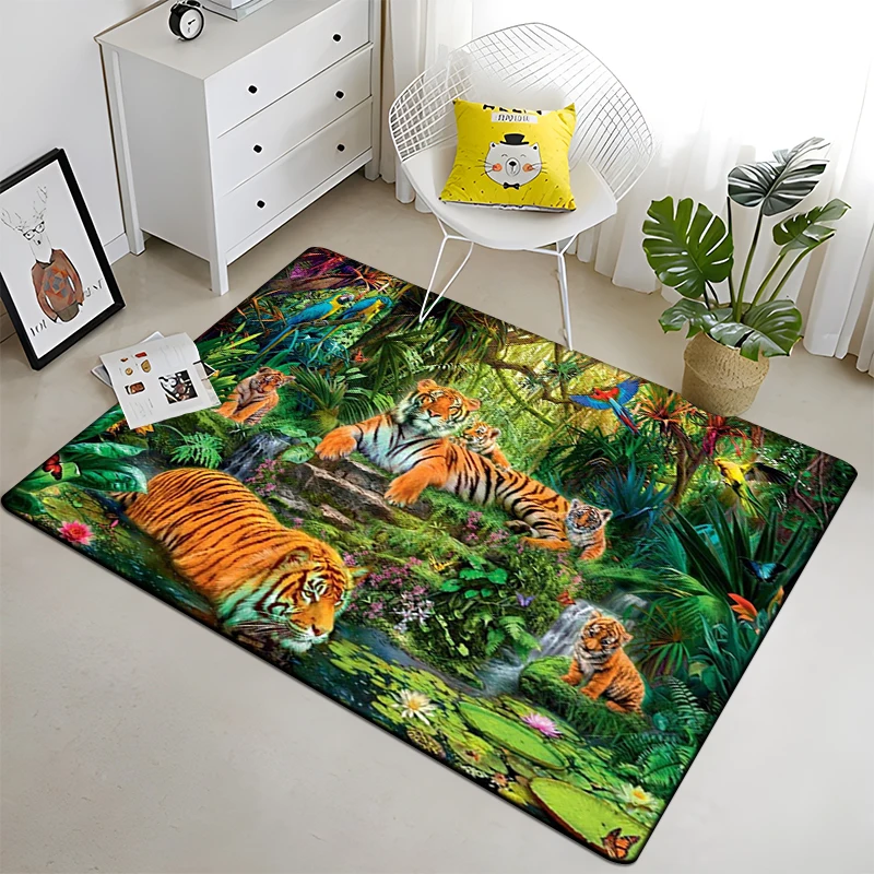 3D printing Tiger Printed Carpet for Living Room Rugs Camping stranger things Picnic Mats Anti-Slip E-sports Rug Yoga Mat gift