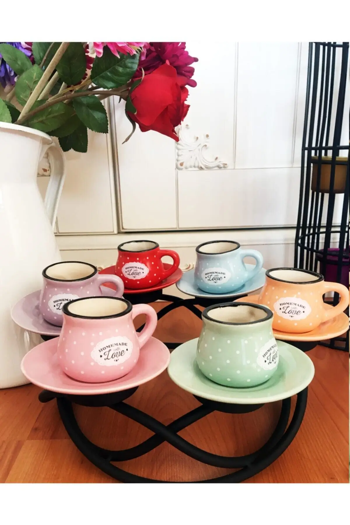 

12 Parça Colorful Coffee Cup Pad. Bombe Model 6 Personality Porcelain Seti Cups Tea and Presentation Dinnerware & Kitchen Home