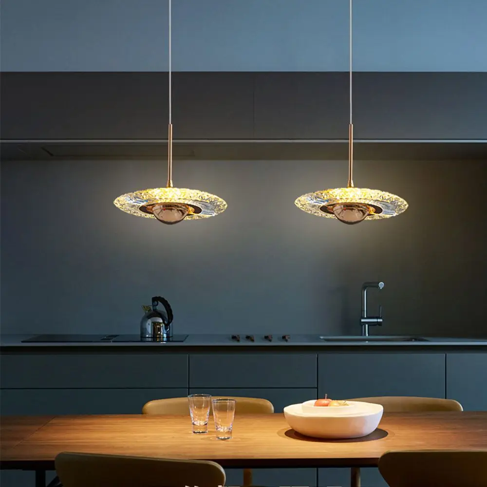 

Disc Crystal Pendant Light 360 Degree Roating Hanging Pendant Lamp Chandelier for Restaurant Hotel