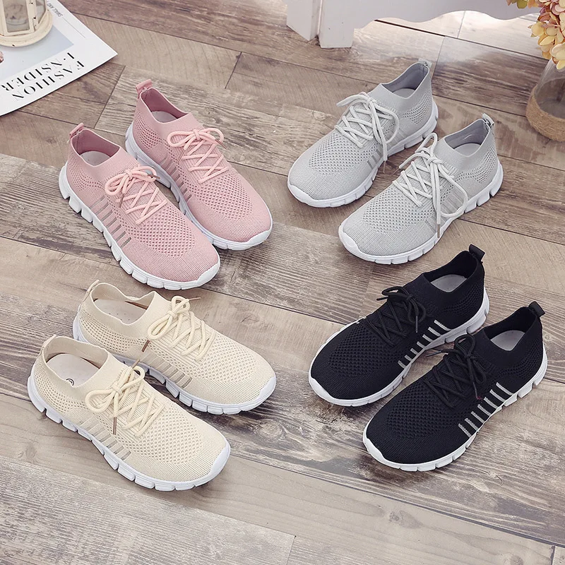 

New Sneakers Women Shoes Sneakers Flats Loafers Woman Breathable Soft Casual Shoes Ladies Plus Size Shockproof Trainers Sport