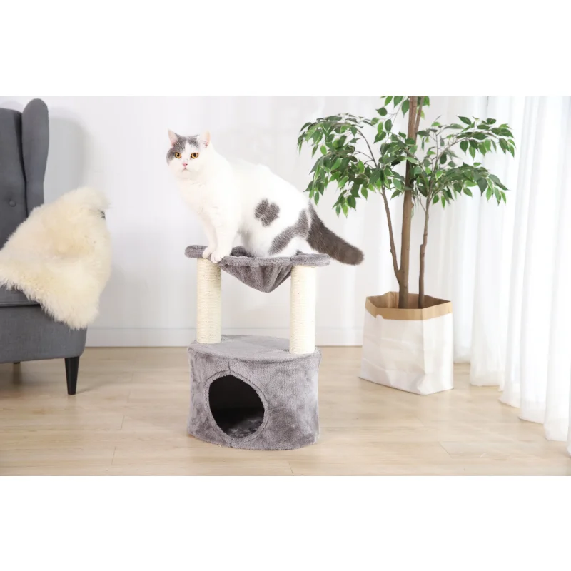 

Vibrant Life 2-Level Medium Cat Condo with Hammock, Gray, 20" cat tree cat shelf cat tree house