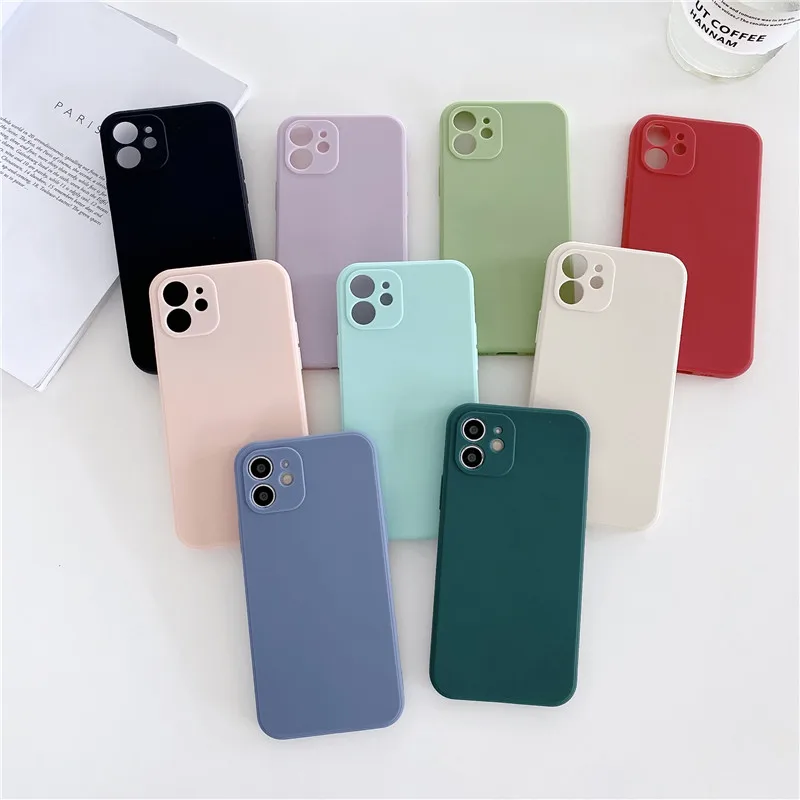 

Luxury Ultra Thin Shockproof Silicone Square Phone Case For iPhone 12 11 13 Pro Max XS X On iPhone XR 6 6s 7 8 Plus Soft Cover