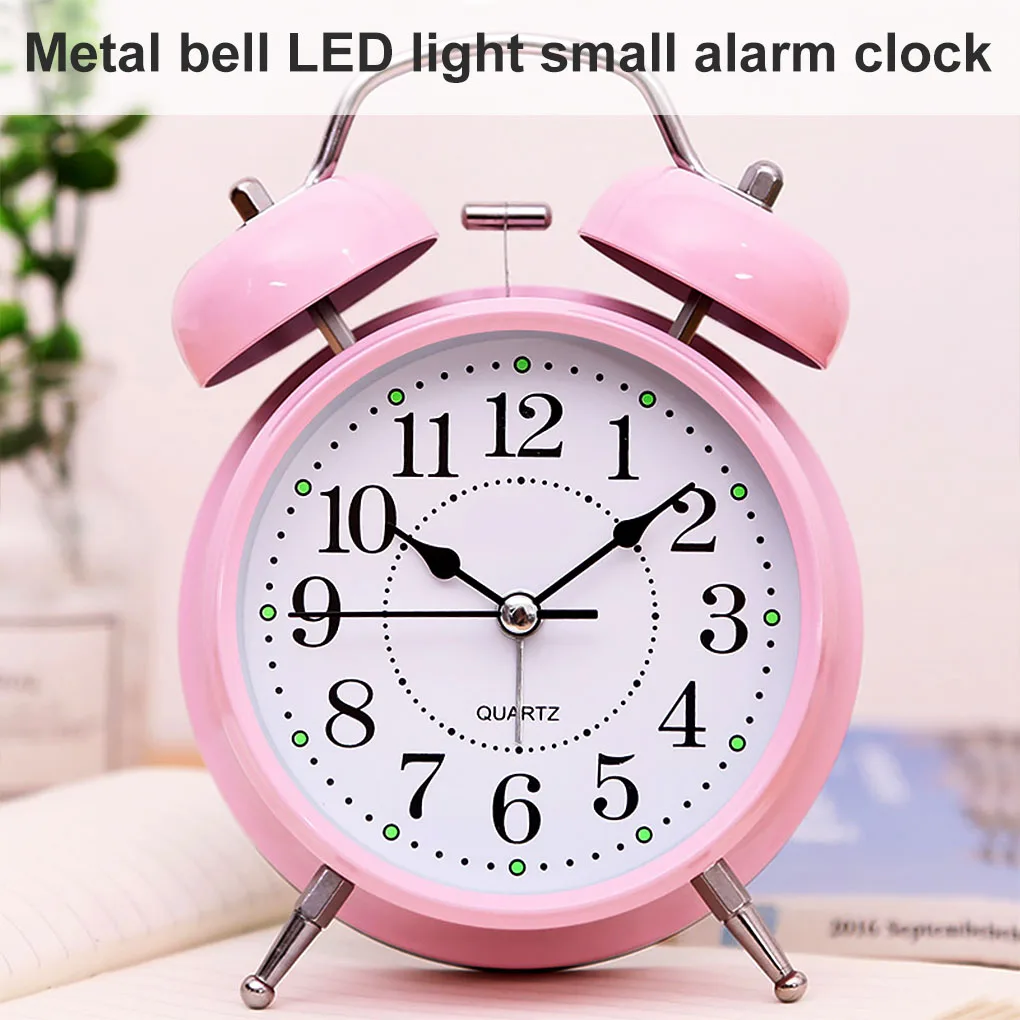 

3 inch Twin Bell Alarm Clock Metal Frame 3D Dial with Backlight Night Light Desk Table Clock for Home Office Travel Alarm Clock