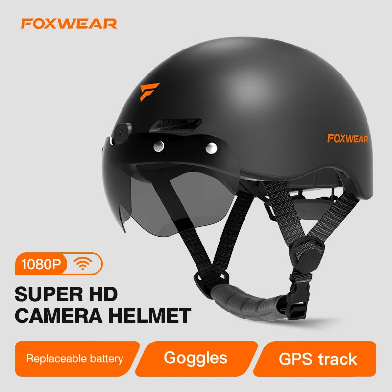 

V6S Waterproof Smart Wifi Cycling Helmet Camera Recorder, Head Mounted Bike Helmet with HD Video Camera App Compatibility