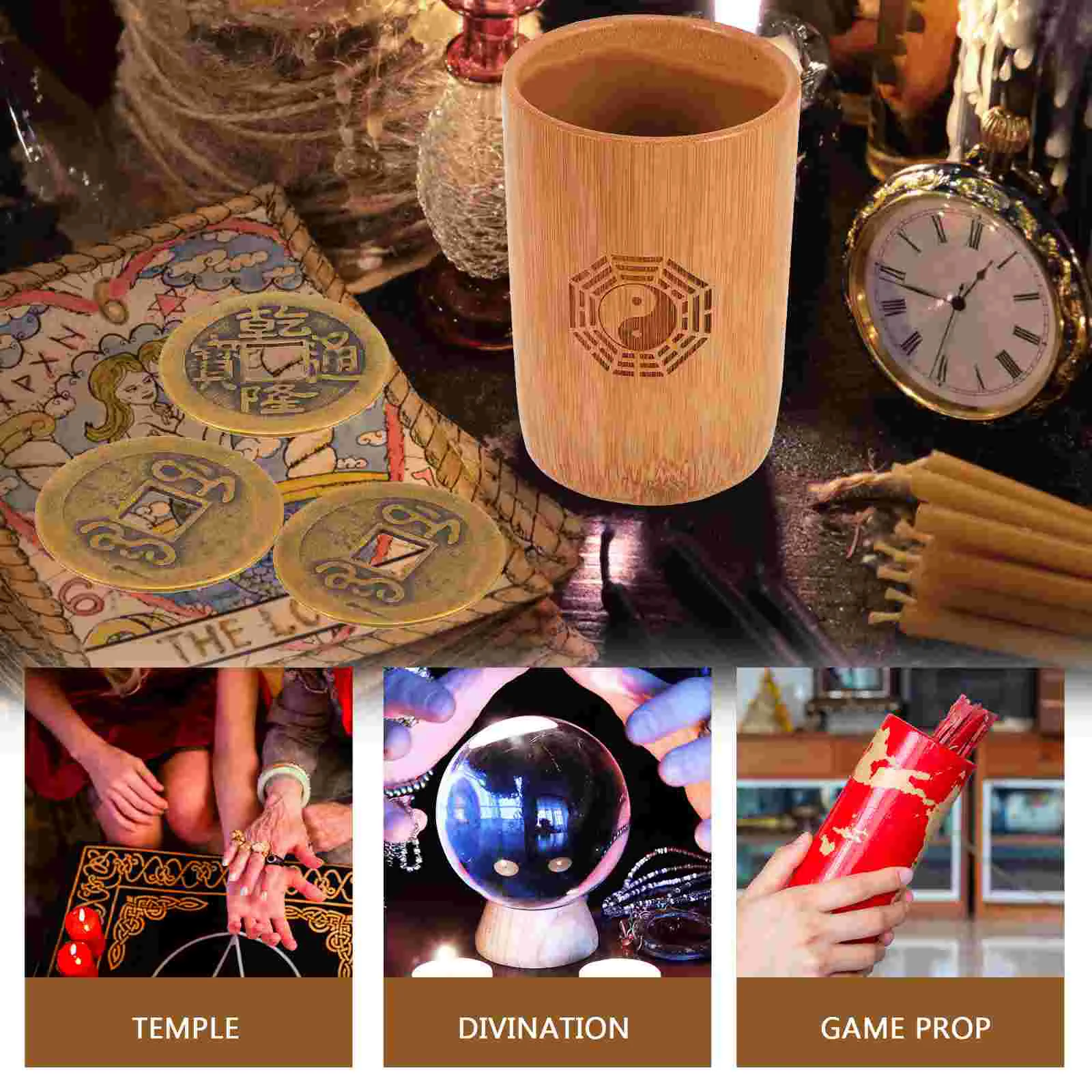 Воросление игры Цзин Гадание Бамбуковая трубка Реквизит Медное ведро Счастливая