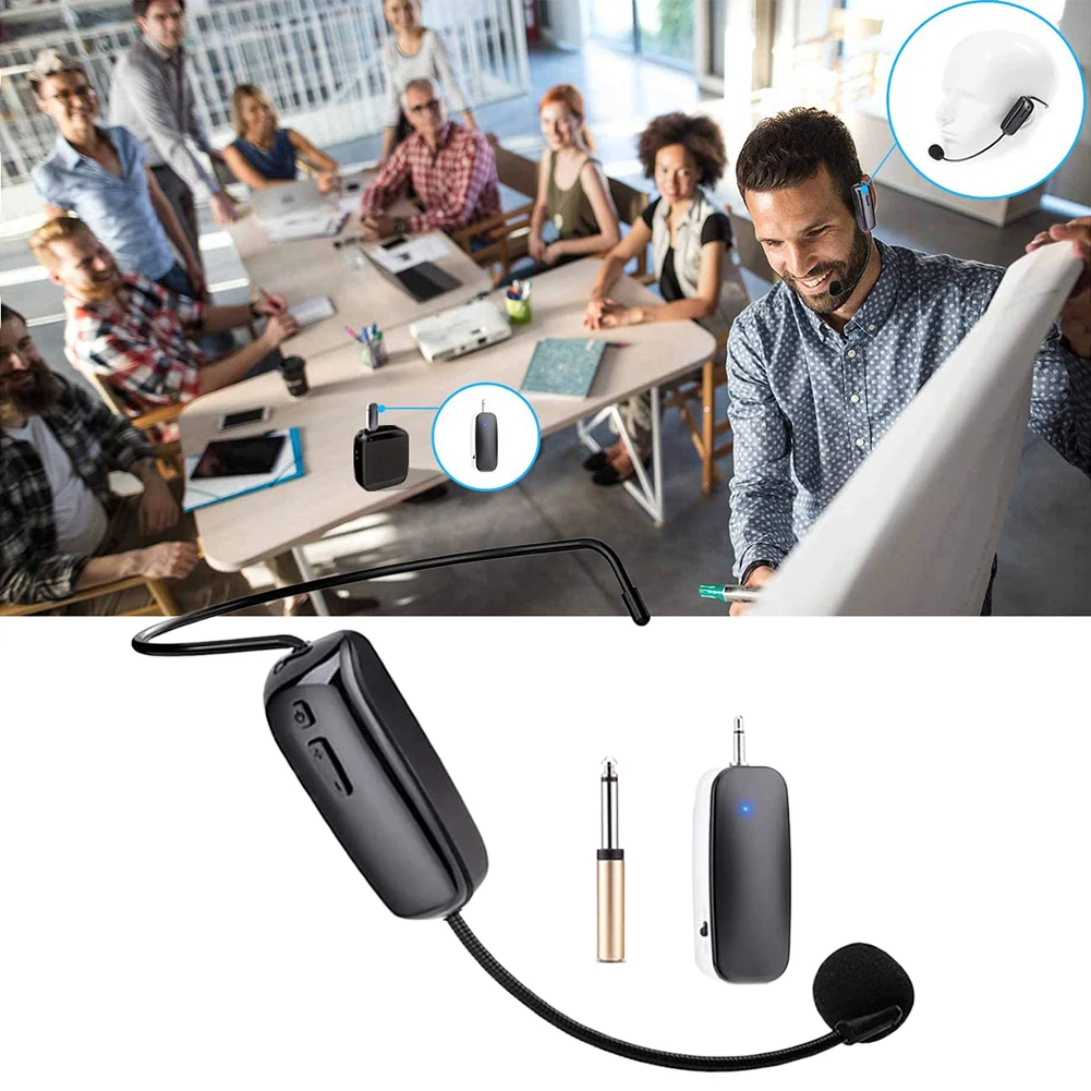 

New 2 In 1 Handheld UHF Wireless Microphone Professional Head-Wear Mic Volume Amplifier For Speech Teaching