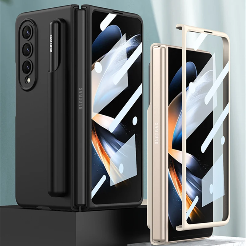 

Чехол-держатель для ручки из жидкого силикона для Samsung Galaxy Z Fold 4, чехол с передней пленкой для Z Fold4, фоточехол для телефона без ручки