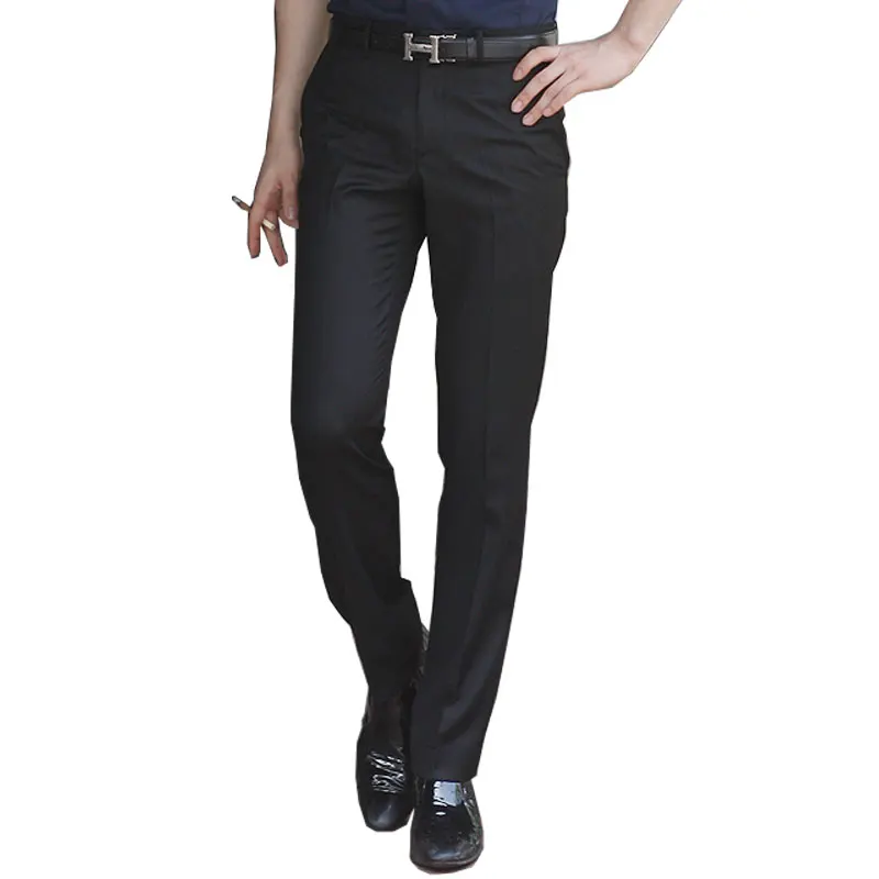 Летние тонкие мужские костюмные брюки Miji с шелковой текстурой облегающие