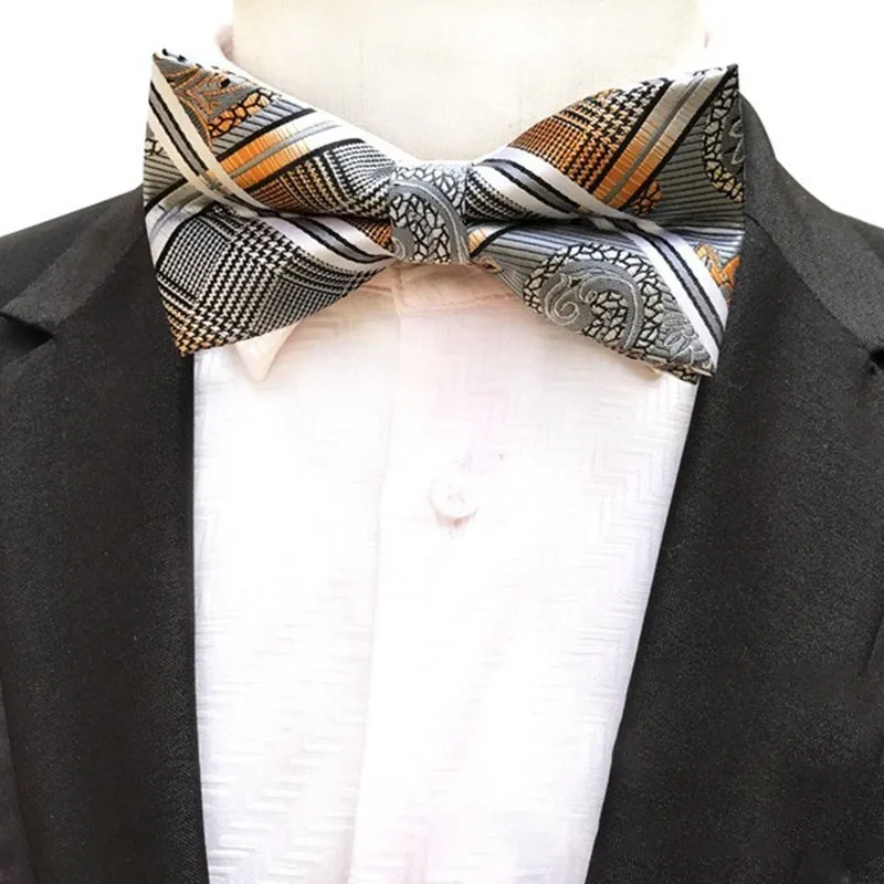 

2/1pcs Gray Mens Adult Bowtie Classic Fashion Wedding Party Formal Satin gift Plaids Neck Bow tie