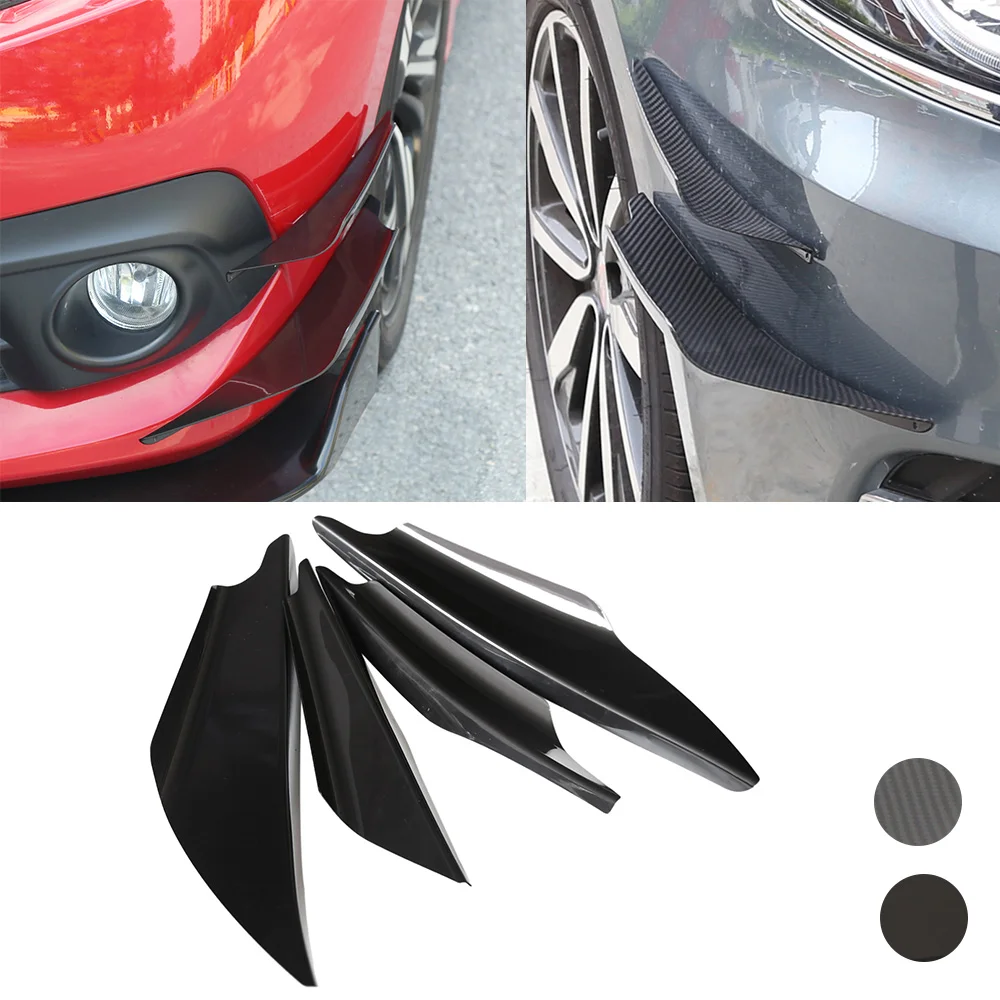

Universal Fit 4pcs/Set ABS Gloss Black Car/Auto Styling Accessories Front Bumper Lip Fins Splitter Spoiler Canard Valence Kit