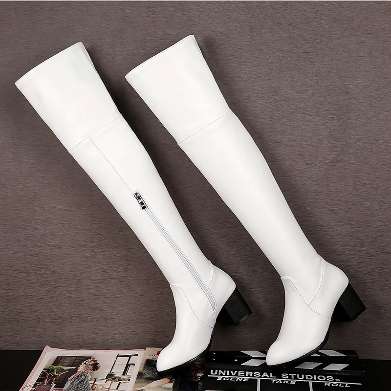 Женские эластичные сапоги до колена однотонные женские из искусственной кожи с