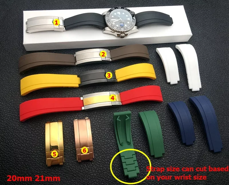 

Short version 20mm 21mm Nature Rubber Watchband watch band For Role strap Submariner Daytona GMT OYSTERFLEX DEEPSEA SEAMARSTER