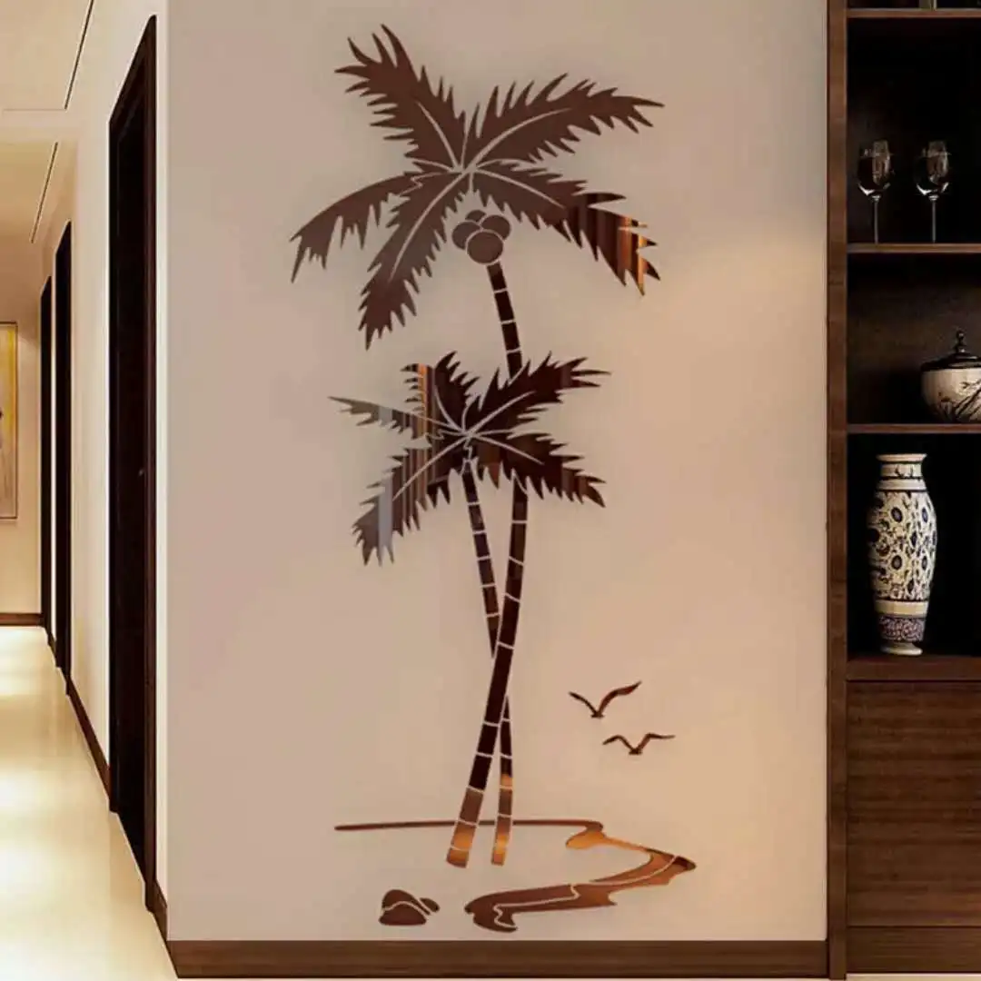 Кокосовое дерево 3D акриловые настенные наклейки ресторан ТВ фон настенное