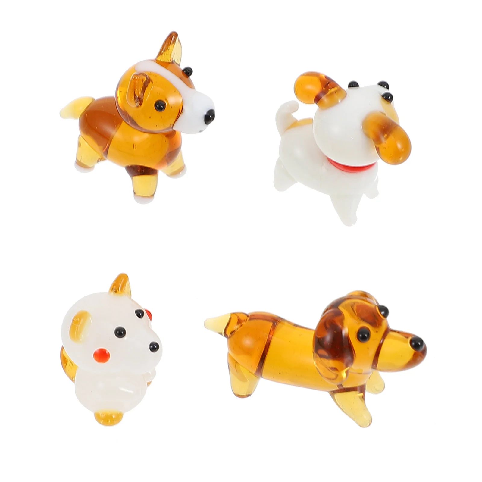 

4PCS Delicate Crystal Glass Dog Adornments Home Desktop Simulated Dog Decors