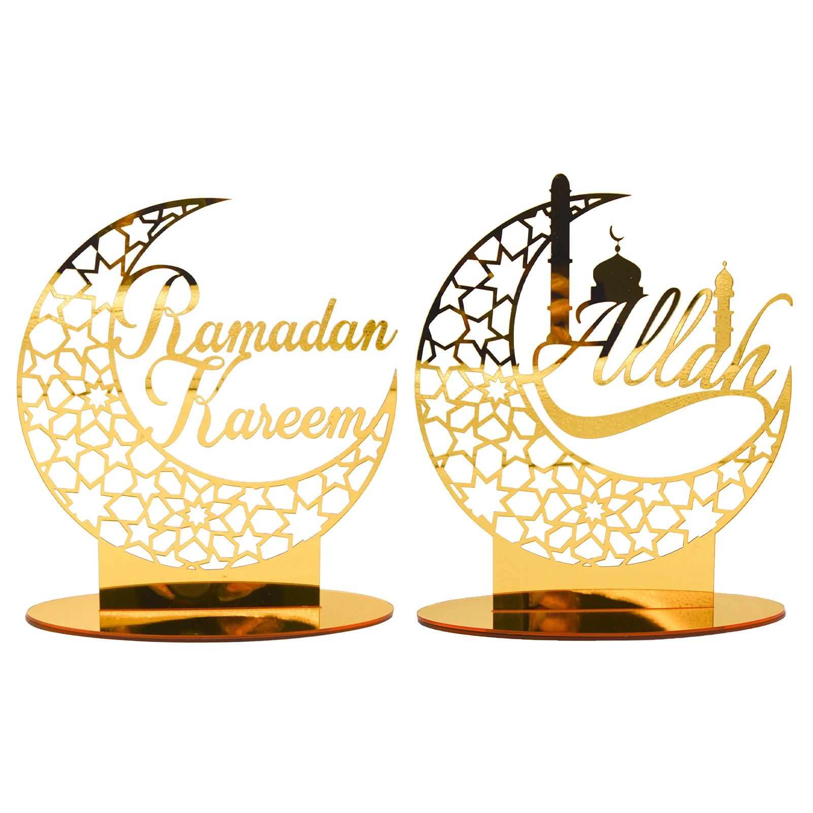 

Eid Mubarak Golden Acrylic Moon Star Ornaments 2022 Ramadan Decorations For Home Islamic Muslim Party Eid Al-fitr Gifts