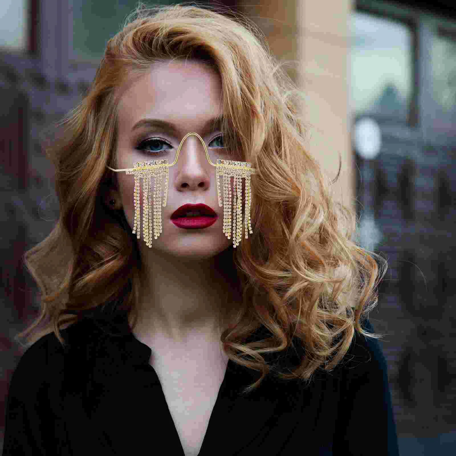 

Vintage Sunglasses Rimless Costume Prop Frameless Interesting Golden Decorative Miss