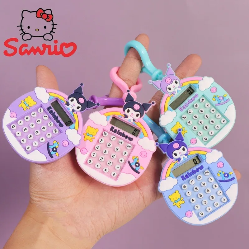 

4pcs Sanrio Kuromi Hellokitty Melody Cinnamoroll Kawaii Rainbow Calculator Jewelry Keychain Pendant Stationery Wholesale