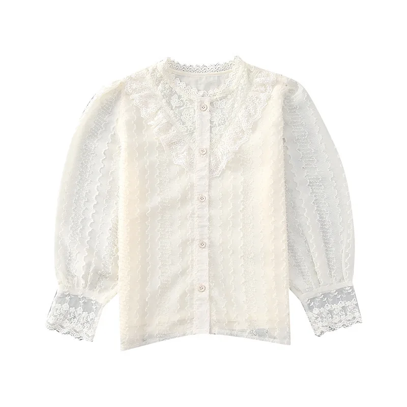 

Autumn Girls Princess Blouses Casual Children Lace Long Sleeve Tops Cotton Children Shirts Bottoming Clothes 4 8 12 14 16Years
