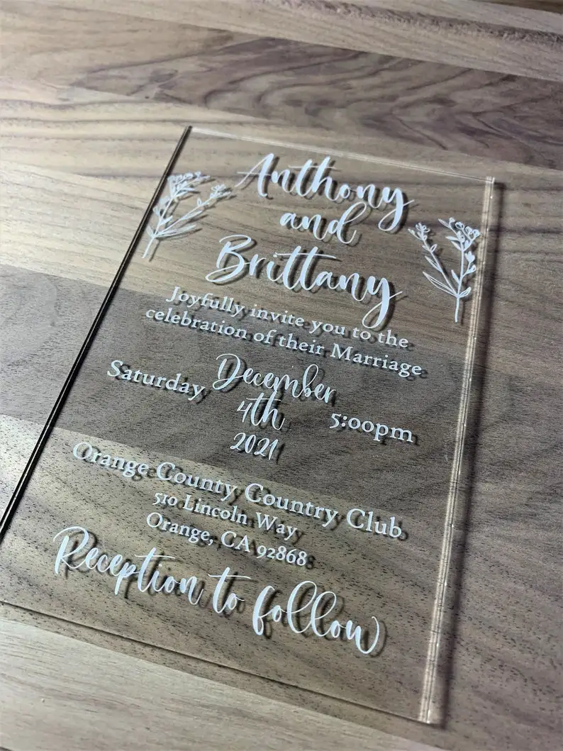 

Laser Engraved Acrylic Wedding InvitationsCustomized Invites Clear Acrylic