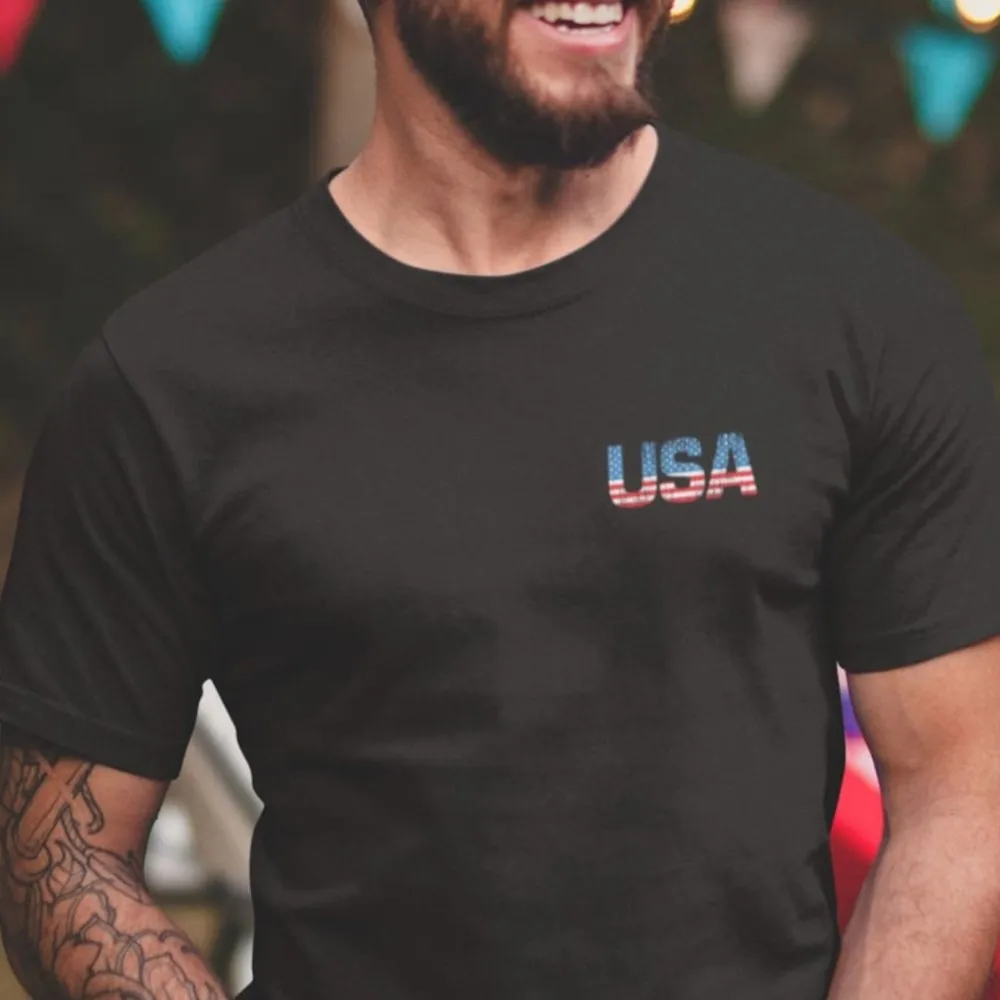 

USA Flag Men T Shirts Patriotic American T-shirt Unisex Pure Cotton Fitness Tops Sreetwear Short Sleeves