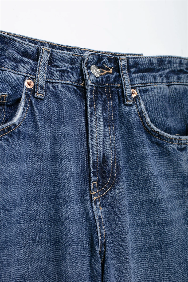 Женские Джинсы TRAF Широкие Брюки Свободный Крой Повседневные Джинсовые С