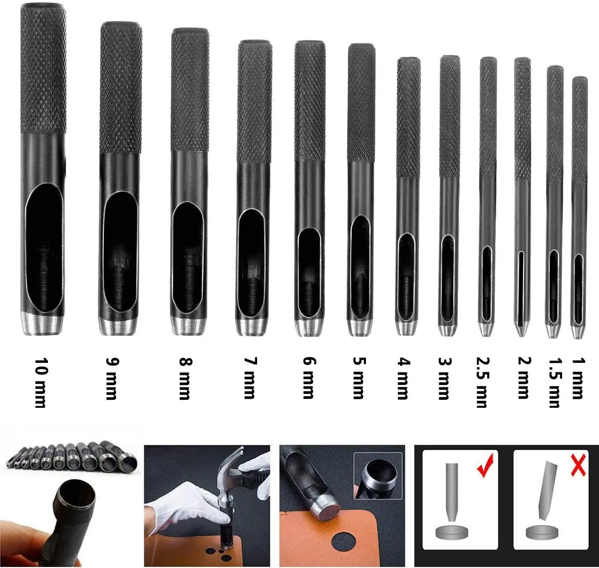 1mm ~ 10mm sets for your choose Hole Puncher Leather Punch Round Steel Craft Hollow Gaskets Rubber Tools |