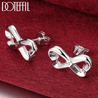 doteffil 925 sterling silver double heart stud earrings for woman wedding engagement fashion party charm jewelry