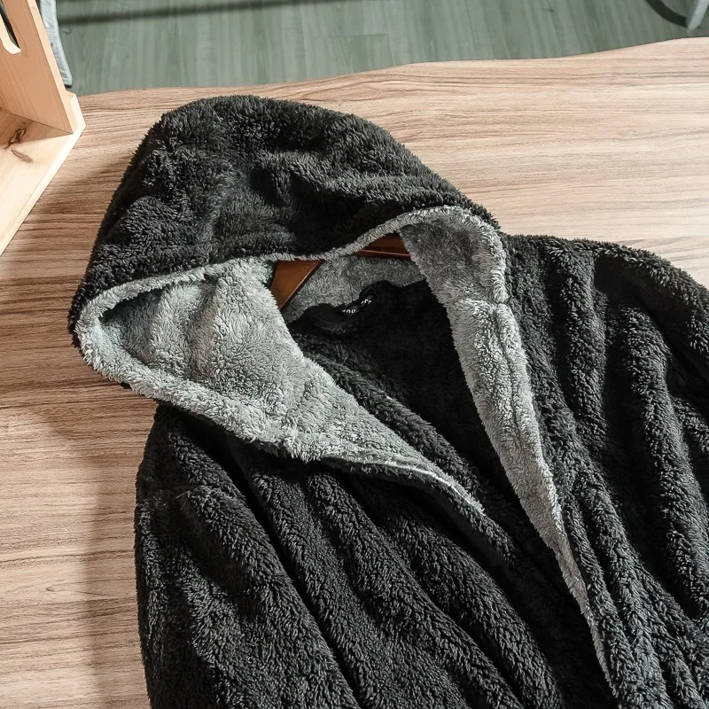 Fall/winter Coral Wool Bathrobes For Men And Women Flannel Thickening Home Wear Sleep Night Robe