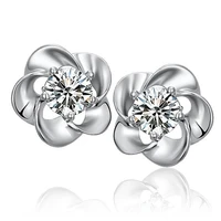 korean style plum stud earrings plum blossom stud earrings 925 platinum plated earrings