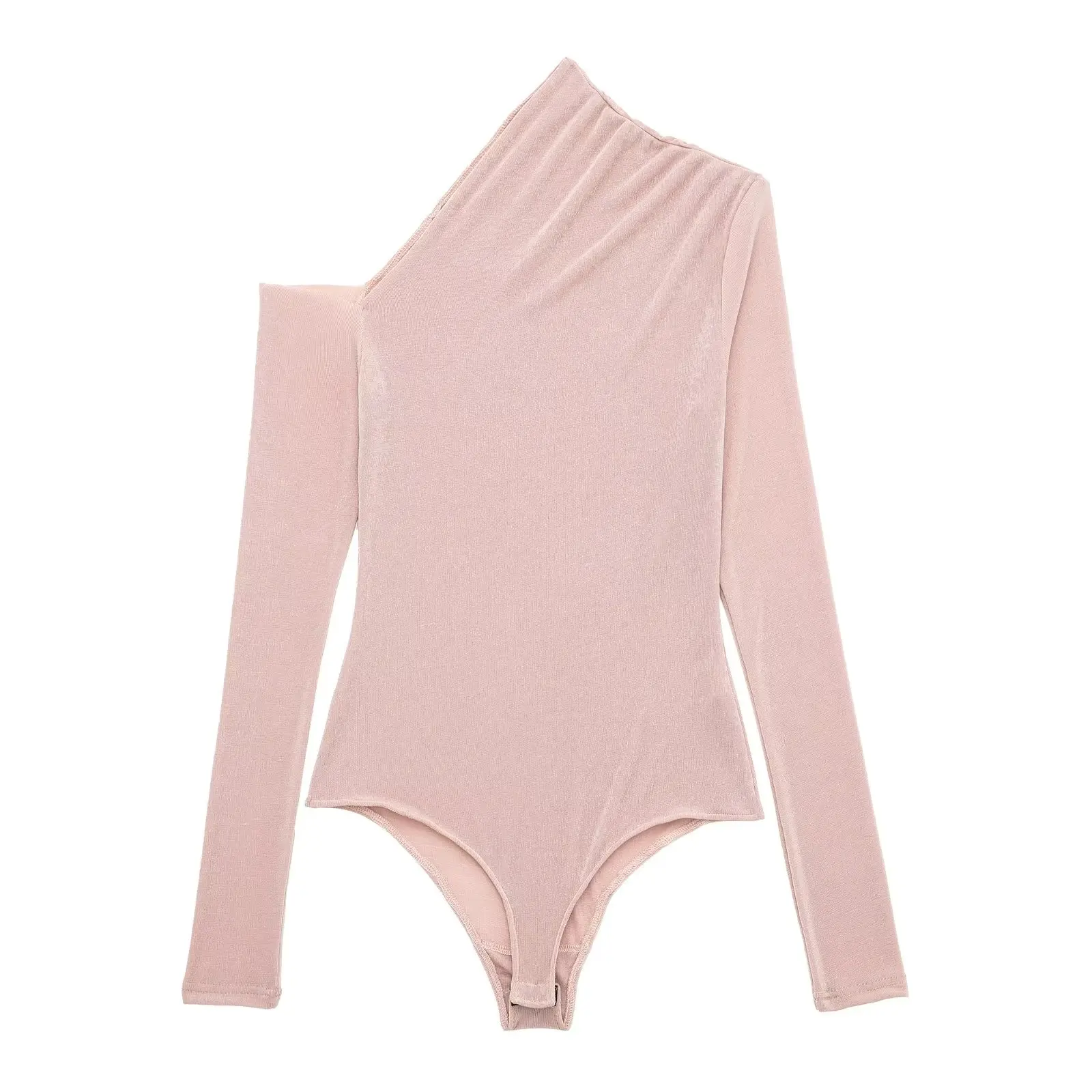 Dave&Di  Color Sexy Single Shoulder Mesh Bodysuits Women High Street Pink Bodysuits