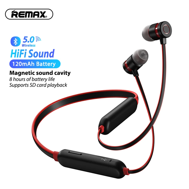 

Remax RX-S100 Neck-Hang Sports Headphones Hifi Stereo TWS Wireless Earbuds 5.0 Bluetooth-compatible SD Card Ti Speaker Earphones