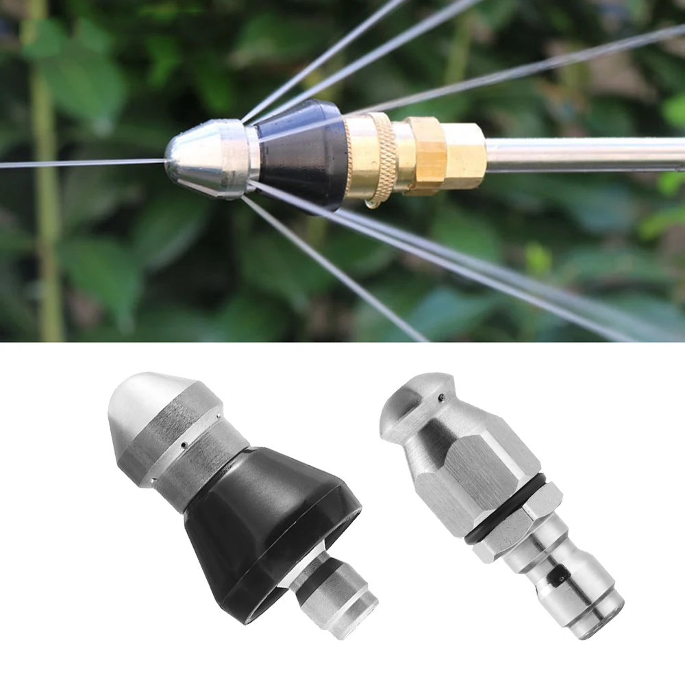 

Powerful Pressure Pipe Dredging Sewer Cleaner Drain Washer Nozzle 1Forward 6Rear 3Rear Jets 1/4inch Quick Connect Thread Nozzle