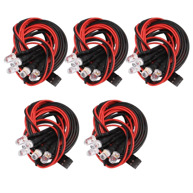 

5 шт. 5 светодиодов 5 мм 3 Белый 2 светильник для 1/8 1/10 Axial SCX10 Traxxas TRX4 D90 HSP HPI Tamiya Redcat Радиоуправляемая машина