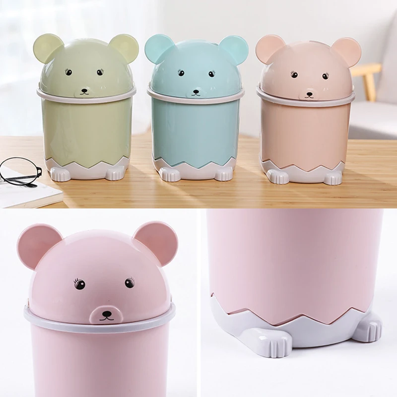 

Mini Waste Bin Rolling Cover Desktop Garbage Paper Basket Table Trash Container Case Home Office Bathroom Car Trash Can