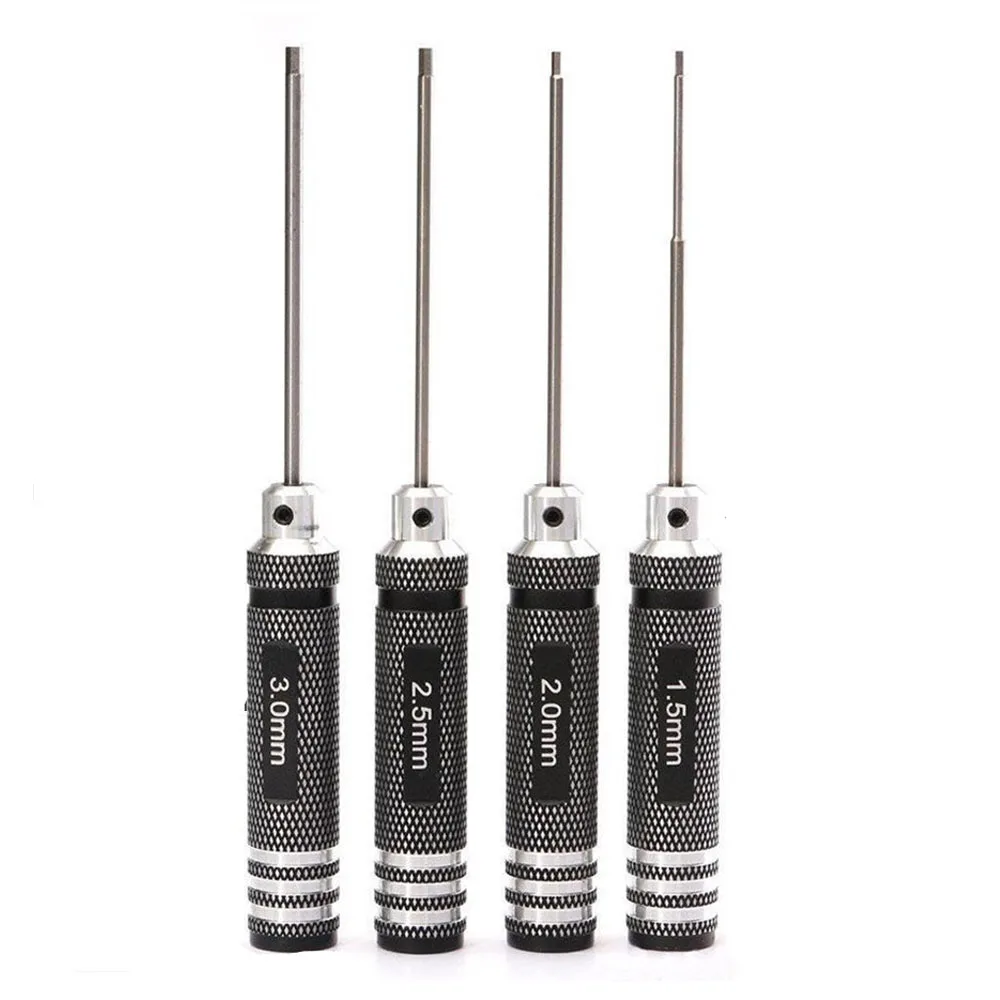 

Top Quality Titanium Nitride TiNi Hex Driver Wrench Screwdriver 4 Piece Set 1.5mm/2mm/2.5mm/3.0mm For RC Helicopter