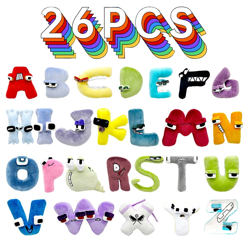

26PCS Alphabet Lore Plush Toy A-Z English Letter Stuffed Animal Plushie Kawaii Doll Education Toys for Kids Adults New Year Gift