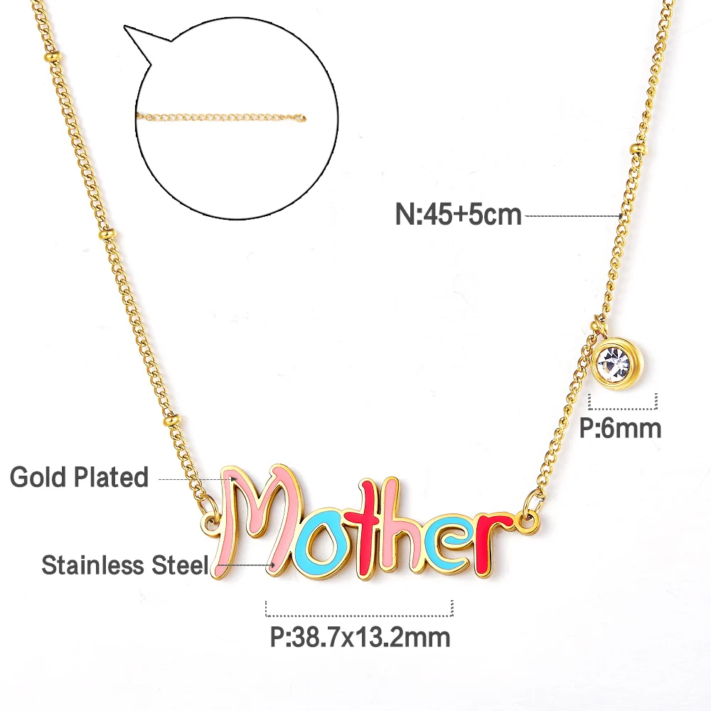 LUXUSTEEL 316L подвеска с надписью Мать ожерелья для женщин модные красочные мама
