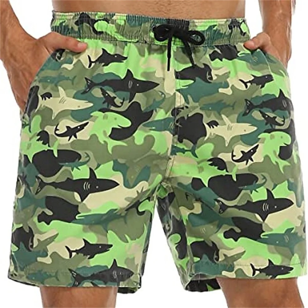 

2023 Classic Men's Beach Pants Shark Print Breathable Comfortable Soft Skin Care Holiday Leisure Sports Fitness Senior Short