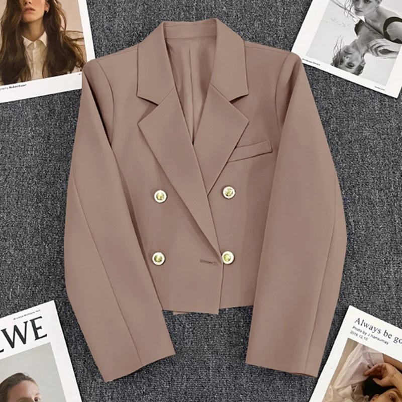 

Women's Cool Short Suit Jacket Office Lady Outdoor Vacation Solid Lapel Collar Blazer Female Top Wear Suit