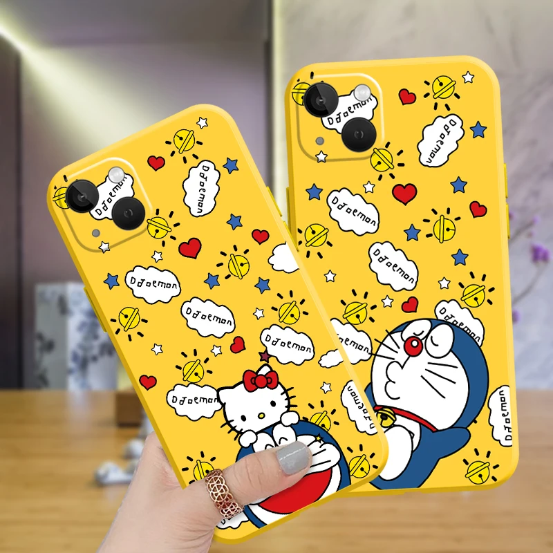 

Cute Doraemon Kiss Cat iPhone White Case For iPhone Xr 13 11 12 Max Xs XR Mini 7 X SE 8 6 2020 12 6s Plus ProMax Cover Slot