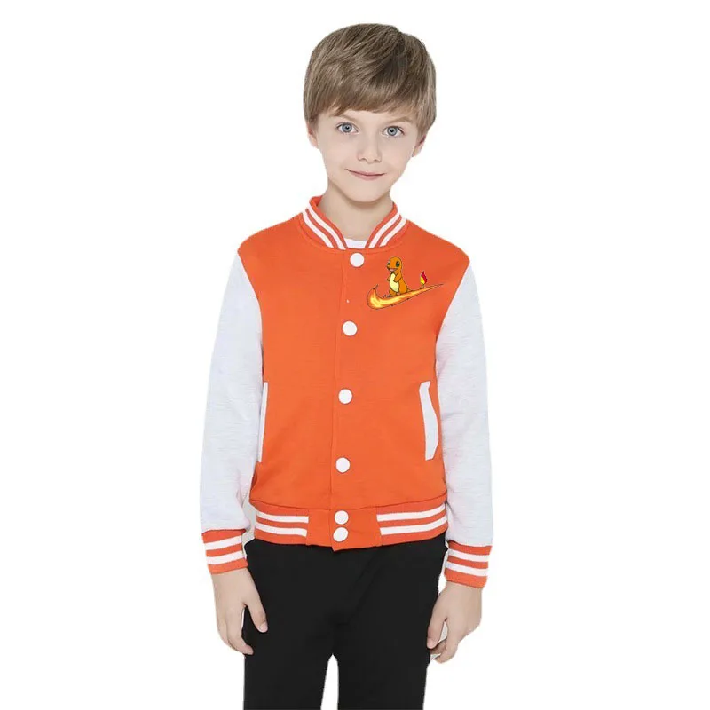 

Hot Selling Pokemon Children's Jacket Pikachu Charizard Anime Cartoons Baseball Uniform Student All-match Coat Boys Girls Tops