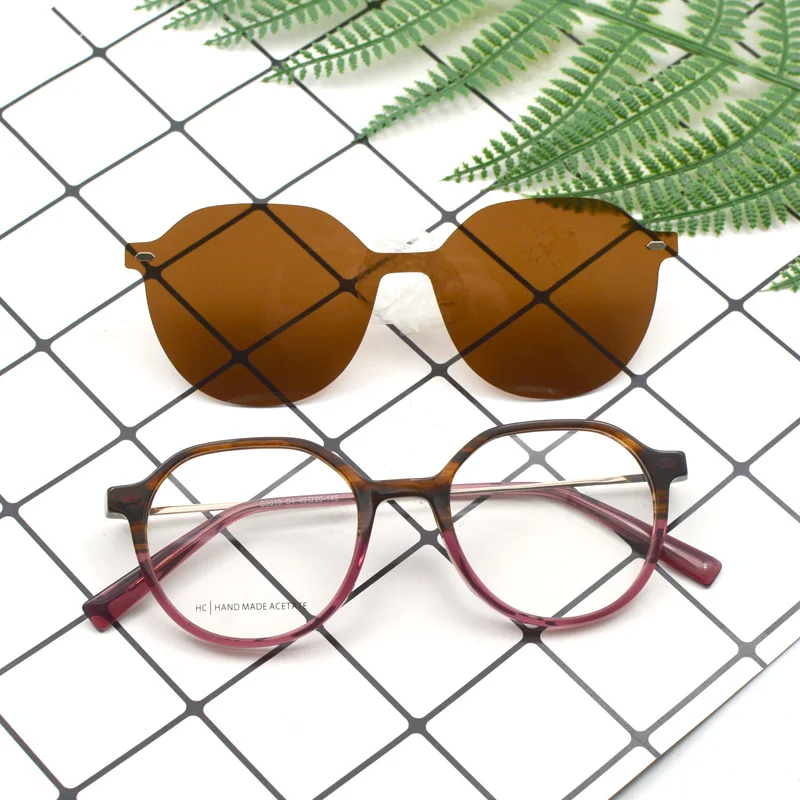 KANDREA 2 в 1 металлические винтажные многоугольные Солнцезащитные очки женские