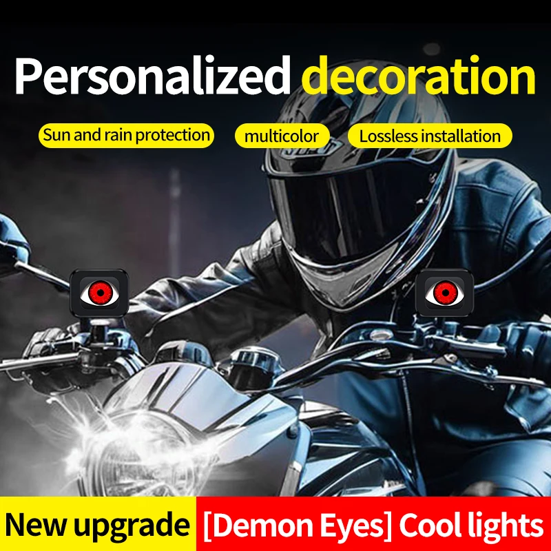 Фото Динамический декор EyesMotorcycles Devil Eyes 3D линзы для 12-36 В автомобильного пульта дистанционного управления Demon Eye красные комплекты для модернизации фар №3