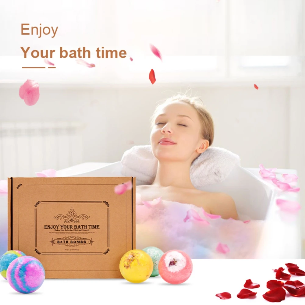 

Exfoliating Moisturizing 12pcs/set Bath Bombs Bubble Ball Kit Essential Oil Bath Salts Skin Care Shower Bath Balls Accessories