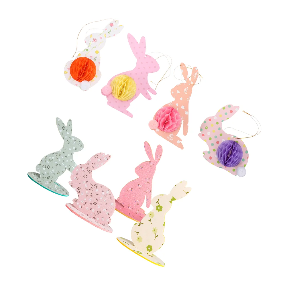 

8Pcs Themed Hanging Pendants Party Bunting Decors Rabbit Desktop Decors