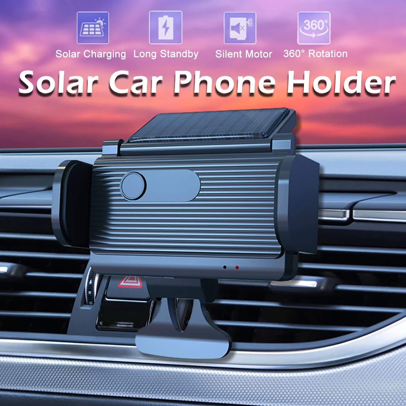 

Вращающийся на 360 градусов Автомобильный держатель для телефона на солнечной энергии с USB-зарядкой Автомобильная Подставка для телефона на вентиляционное отверстие для мобильных телефонов 4,5-6,9 дюймов