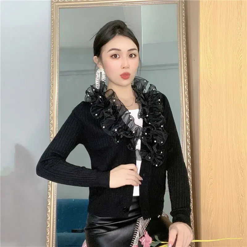 Женский вязаный кардиган с ушками топ V-образным вырезом новый свитер осень и