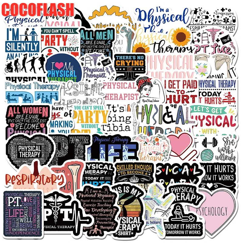 

10/50Pcs/lot World Physical Therapy Day Cartoon Word Graffiti Stickers For Luggage Skateboard Kids Diy Laptop Phone Guitar