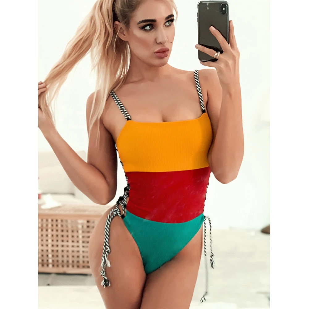 

Vintage Patchwork Women's Swimsuits Sexy Swimwear Padded Push Up Women Bathing Suit Fashion Monokini Female Brazilian Beachwear