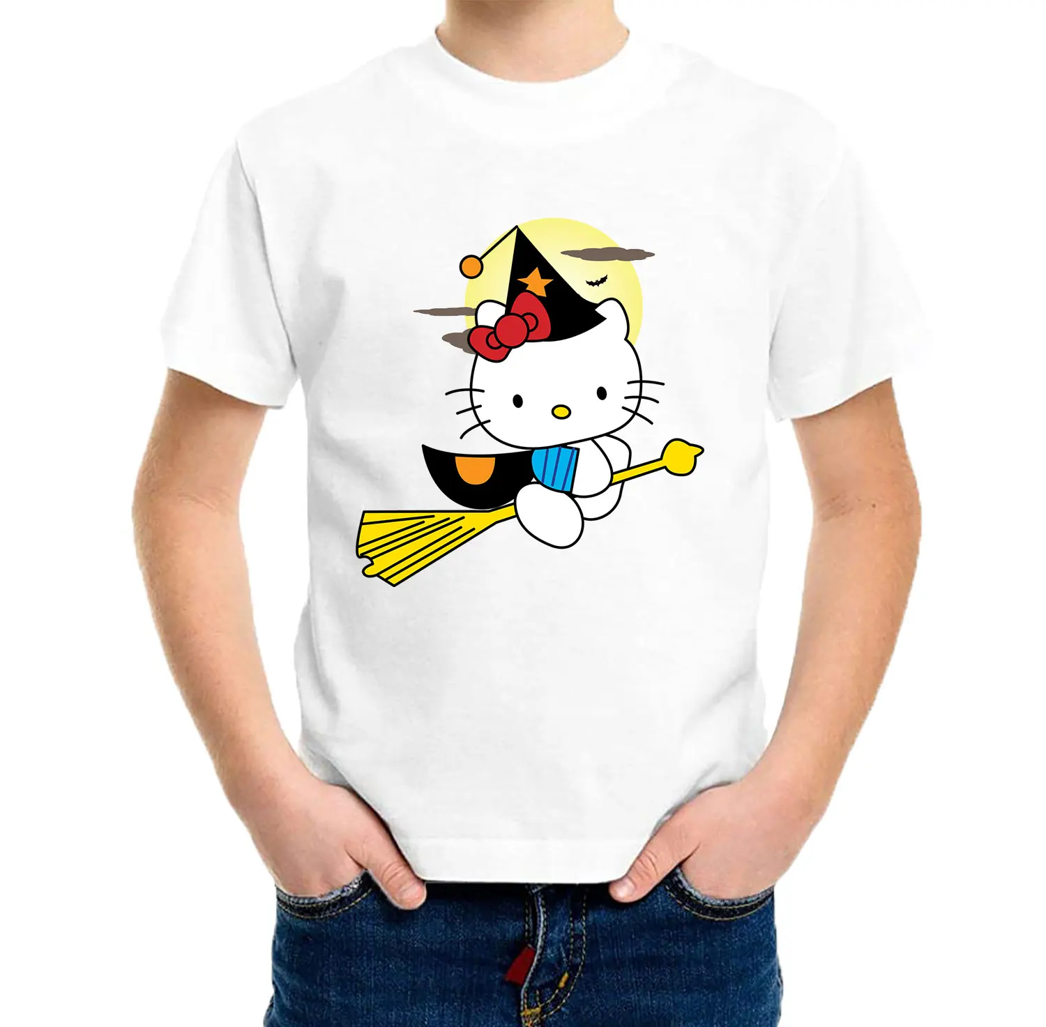 

Cartoon Print Hello Kitty T-Shirt Sanrio Casual T-Shirt Short Sleeve Graphic T Shirts Oversized T Shirt Clothing Women